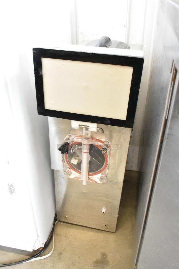 Vevor XRJF-11 stainless steel slushie machine, single flavor, 115 volts, visible dispenser, commercial countertop model.