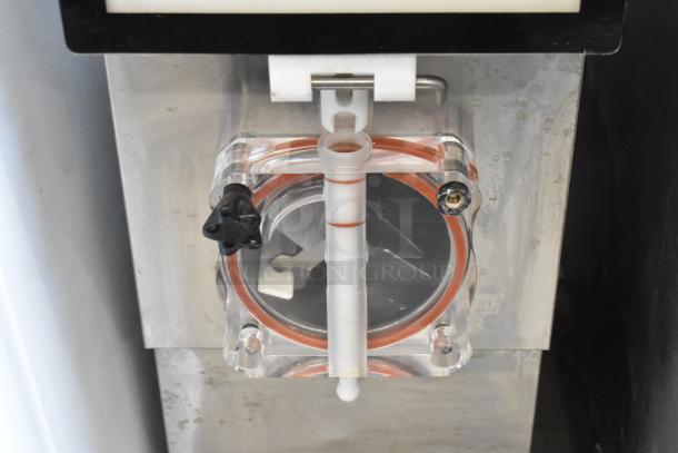 Vevor XRJF-11 stainless steel slushie machine detail, showing handle and spigot. Excellent condition, 115 volts, 1 phase.