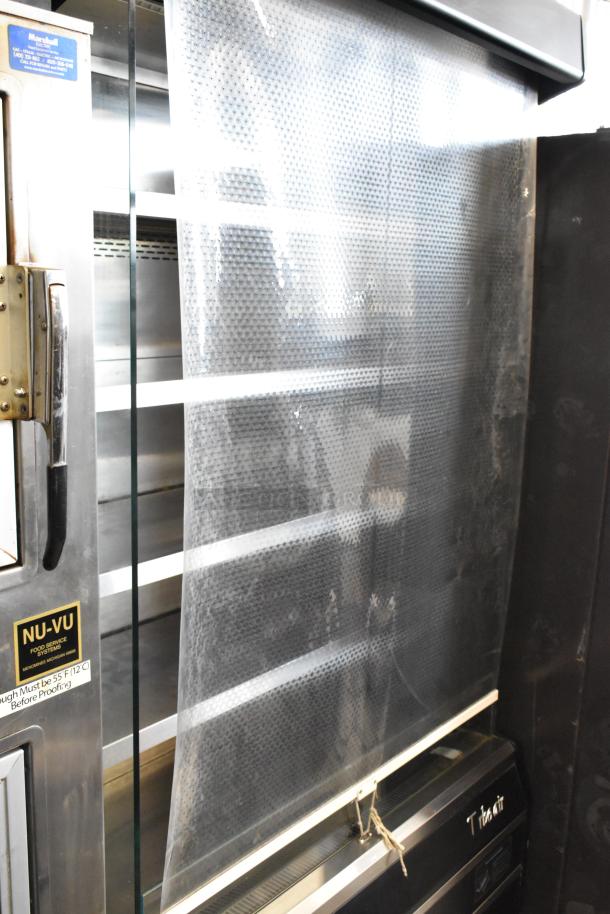 Turbo Air TOM-40B metal commercial open merchandiser with shelves. Features 120 Volts, 1 Phase. Visible brand logo.