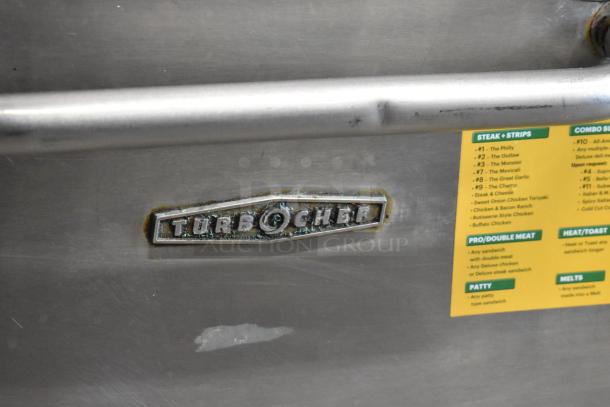Turbochef NGC rapid cook oven, stainless steel, electric, 208/240 volts, 1 phase. Features brand logo and menu guide.