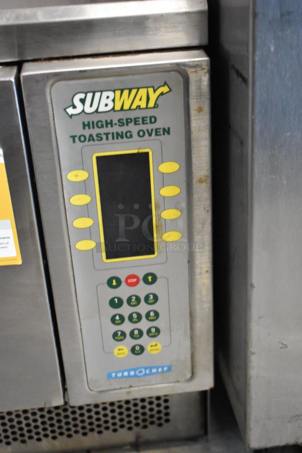 Turbochef NGC stainless steel rapid cook oven, 208/240V, 1 phase. Subway branding, used condition, keypad controls.