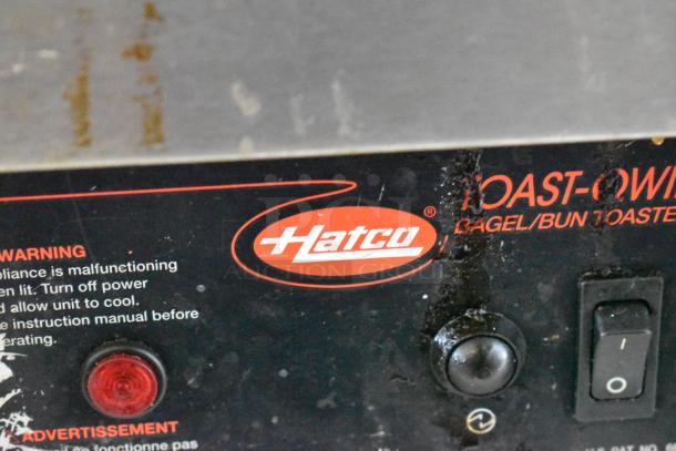 Hatco TQ-800HBA stainless steel conveyor toaster oven, commercial countertop model, 208V, 1 phase, with controls and branding.
