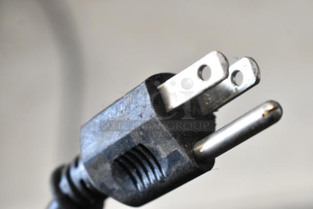 Crathco beverage machine plug, showing details on a 115-volt, 1-phase power cord.