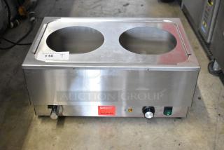 Valgus BBM-7L-2W stainless steel commercial countertop bain marie, dual compartments, 120V, 1 phase, good condition.