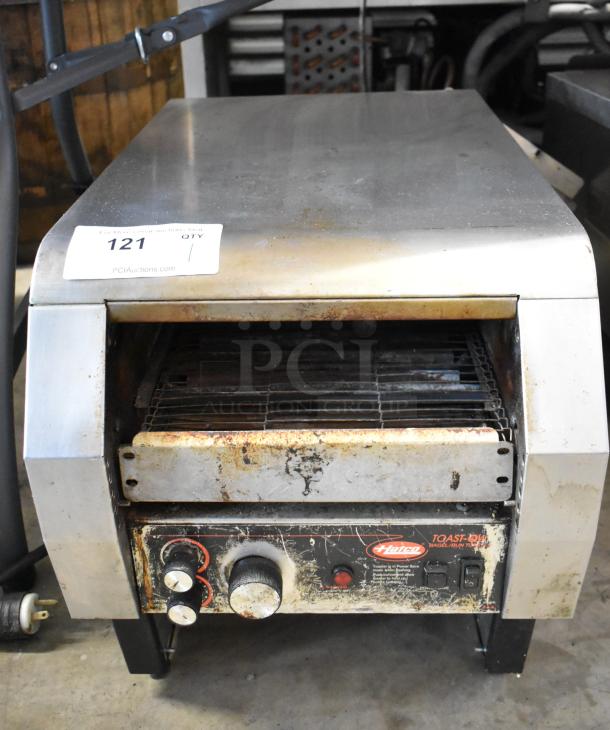 Hatco TQ-800HBA Toast Qwik conveyor toaster, stainless steel, used condition, visible markings, 208V, 1 phase.