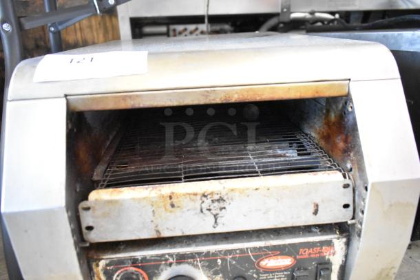 Hatco TQ-800HBA Toast Qwik stainless steel commercial conveyor toaster. Visible wear. 208 volts, 1 phase.