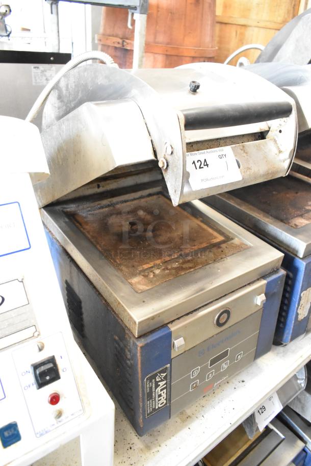 Electrolux HSPPAN Metal Commercial Countertop Panini Press, 208V, 1 Phase, visible wear, with control panel, auction tag 124.