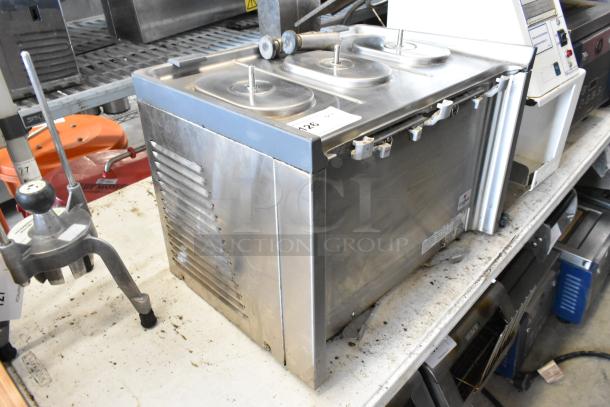 2017 Crathco CS-3L-16 stainless steel beverage machine base, 3 hoppers, 115 volts, countertop model. Good condition.