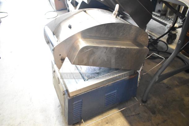 Electrolux HSPPAN commercial panini press, metal, 208V, 1-phase, used condition, countertop design, visible wear.
