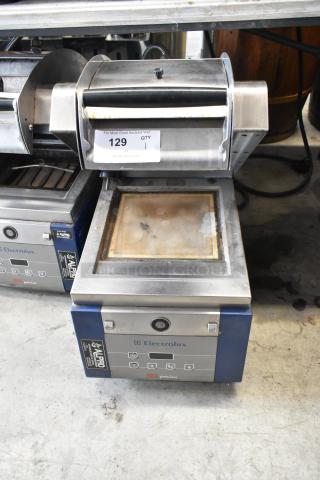 Electrolux HSPPAN commercial Panini press, metal, countertop model, 208 volts, 1 phase. Some surface wear visible.