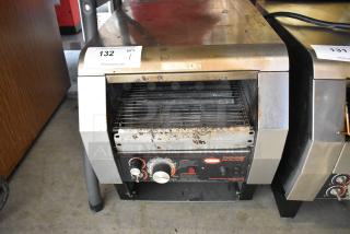 Hatco TQ-800HBA Toast Qwik stainless steel commercial toaster oven, 208V, 1 phase, visible wear, control panel, lot tag 132.