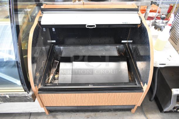 Structural Concepts HMO3936R.4243 metal grab-n-go merchandiser; open design, wood trim, 120V, 1-phase, used condition.