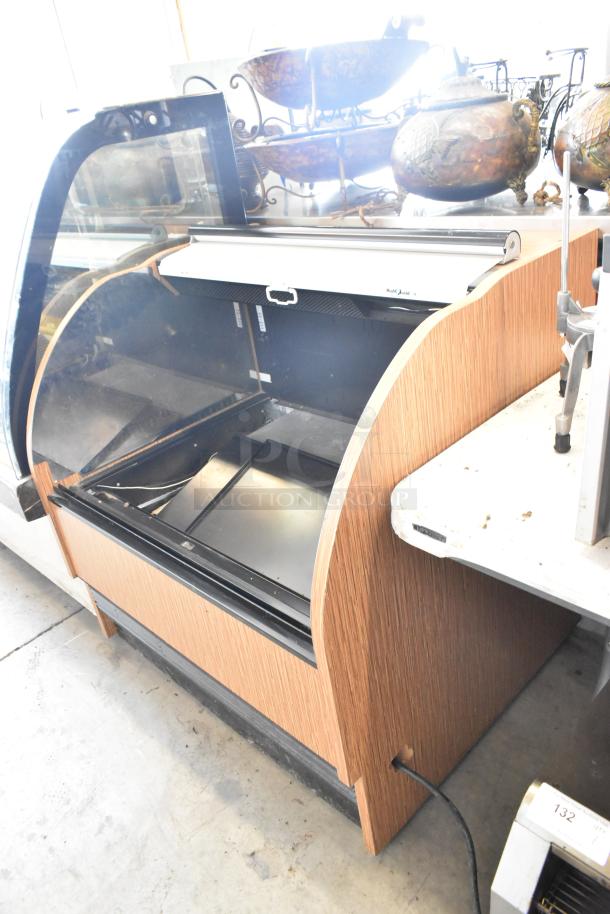 Structural Concepts HMO3936R.4243 open grab n go merchandiser, metal finish, 120V, 1 Phase, good condition, wood side panels.