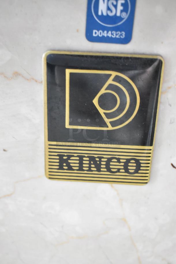 Kinco NSRM3 metal deli display case, NSF certified, 110 volts, 1 phase, logo and certification tag visible.