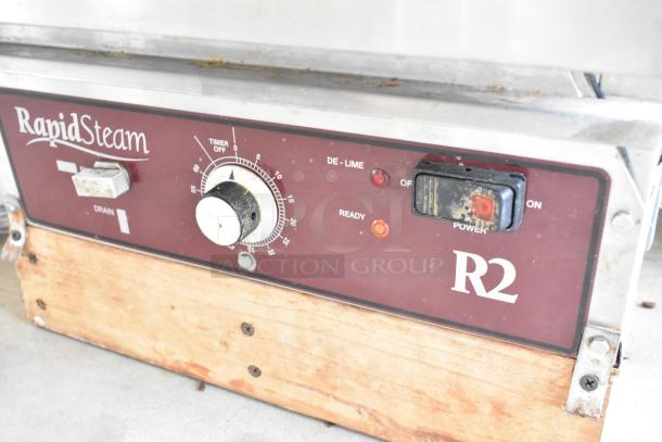 Southbend R2 RapidSteam stainless steel steam cabinet, 208V, 3 phase, countertop model, shows control panel with timer and power indicators.