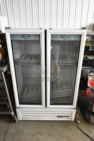 2019 True ZGDM-36SL-HC-LD commercial 2-door cooler with poly-coated racks, 115V, 1 phase. Brand label visible.