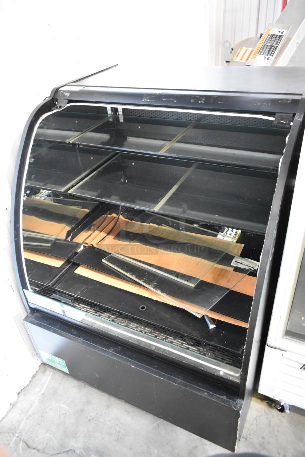 Structural Concepts HV38RSS metal floor-style open grab n go merchandiser, 120 volts, 1 phase. Visible wear on internal shelves.