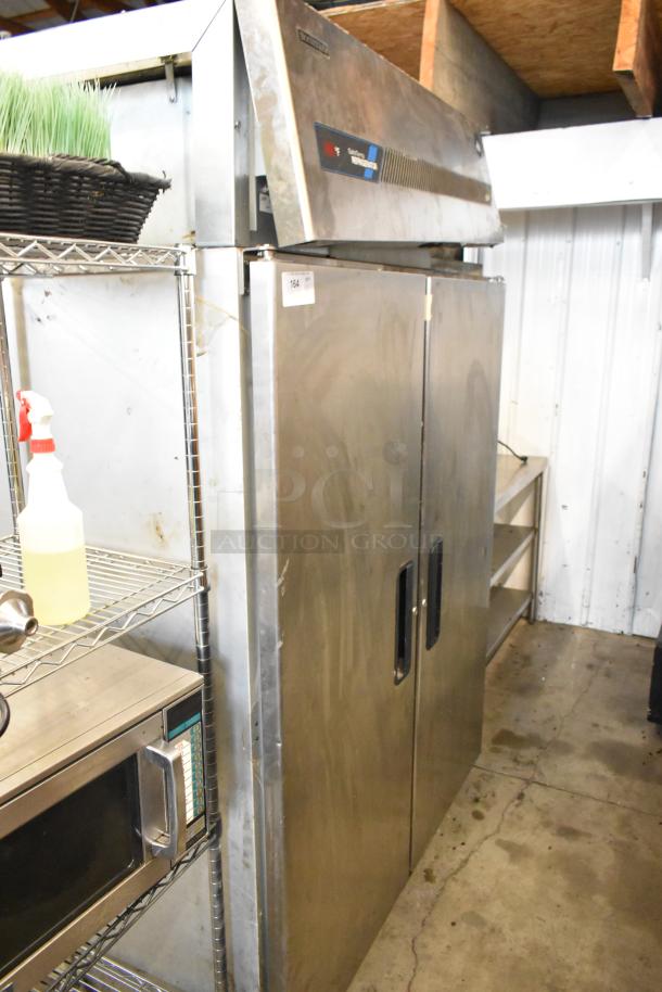 Hoshizaki RHZ-AAC stainless steel 2-door commercial cooler with poly coated racks, on casters. 115 Volts, 1 Phase.