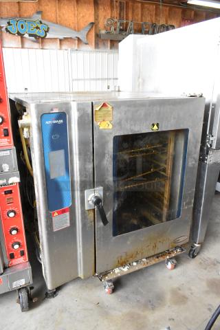 Alto Shaam 12.20ESI-SK stainless steel combi convection oven, electric, 208-240V, 3 phase, visible wear, on casters.
