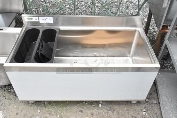 Brand new Regency 600IB1836 underbar ice bin, 18" x 36", 119 lb. capacity, stainless steel, scratch and dent condition.