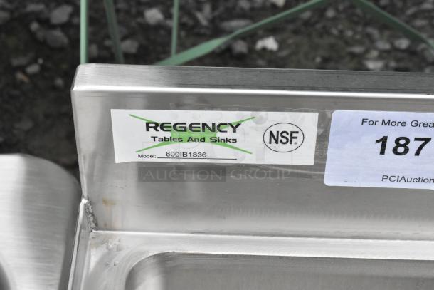 Brand new Regency 600IB1836 18" x 36" underbar ice bin, 119 lb capacity, visible scratch and dent, NSF certified.