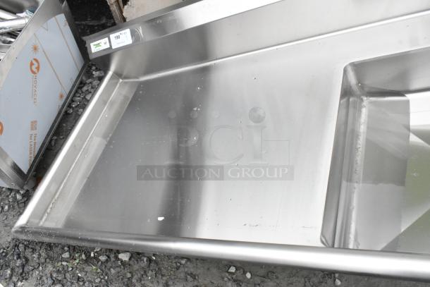 BRAND NEW Regency 600UDT60R stainless steel commercial sink, single bay, missing two legs, scratch and dent condition.