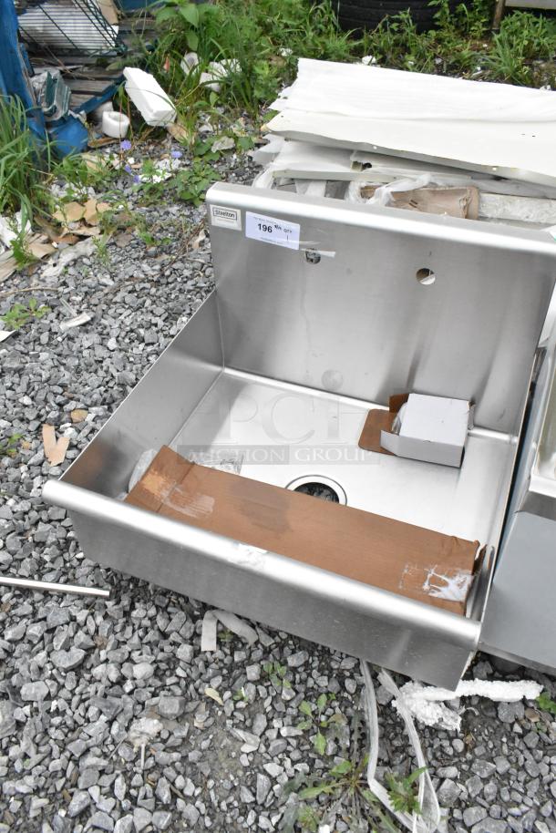 Brand new Steelton 522MS2124 mop sink. 21"x24"x8" 18-gauge 430 stainless steel, minor scratches. Label indicates "196 NW QTY".