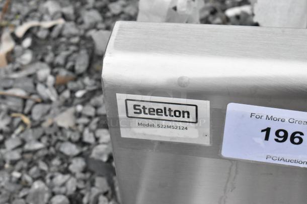 BRAND NEW SCRATCH AND DENT Steelton 522MS2124 18-gauge 430 stainless steel mop sink, 21"x24"x8", model label visible.