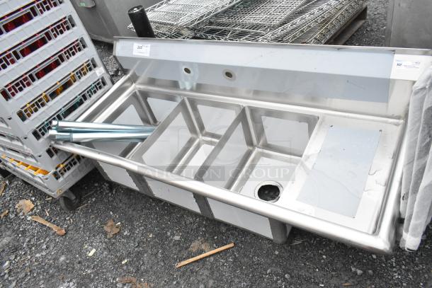 BRAND NEW SCRATCH AND DENT! KoolMore SC121610-12R3 stainless steel 3-compartment kitchen sink, 12x16x10, right configuration.