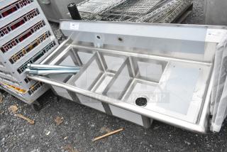 BRAND NEW SCRATCH AND DENT! KoolMore SC121610-12R3 stainless steel 3-compartment kitchen sink, 12x16x10, right configuration.
