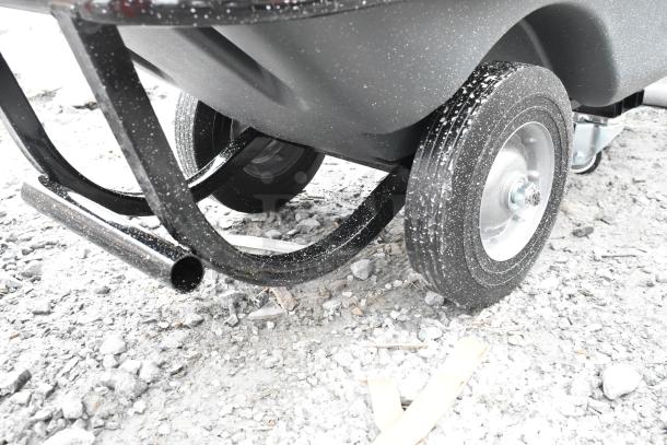 BRAND NEW Lavex 475TT05850GY 0.5 Cubic Yard Gray Heavy-Duty Tilt Truck, 850 lb. capacity, minor scratches and dents visible.
