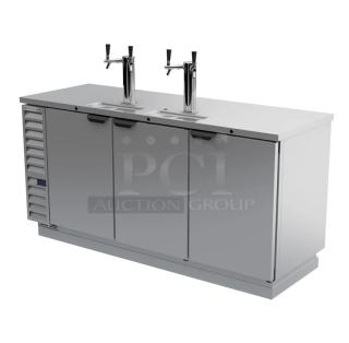 BRAND NEW Beverage-Air DD78HC-1-S kegerator, stainless steel, double tap, holds 4 half kegs, 115V, tested and working.