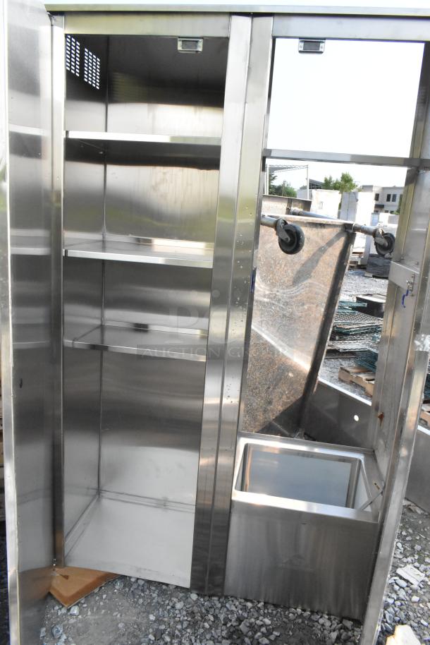 Brand new Advance Tabco 9-OPC-84DR-300 stainless steel cabinet with mop sink, scratch and dent condition.