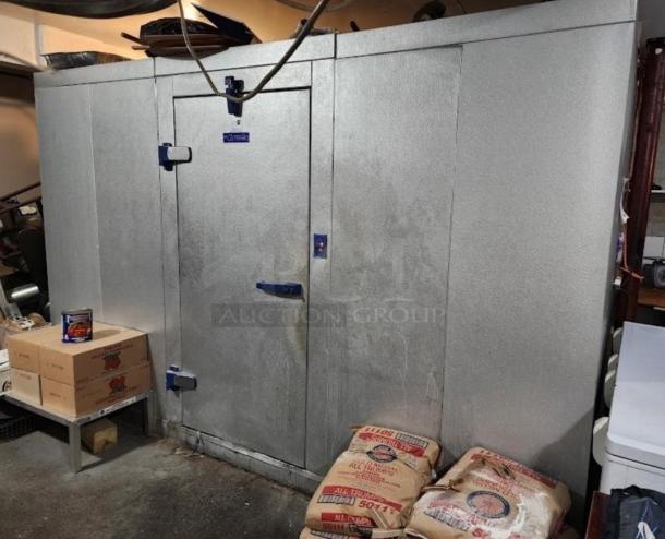 8'x10' Mr Winter Walk-In Freezer Box with Tecumseh compressor and Bohn evaporator. Includes labels and markings.