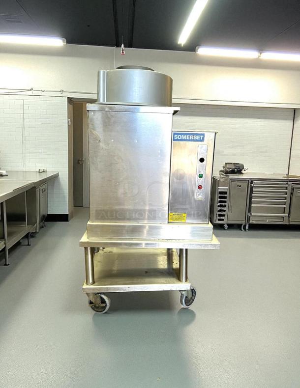 Somerset SDR-400 heavy-duty dough rounder, stainless steel, 115v, tested and working, with brand logo and control panel.