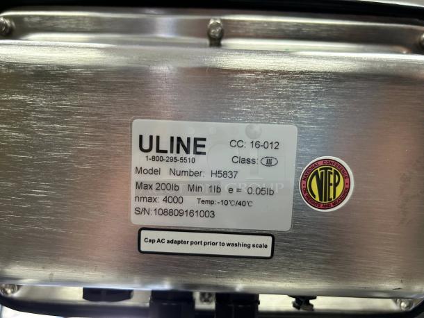 Uline Model H-5837 Washdown Platform Scale, great condition, max 200lb, NTEP certified label, tested and working.