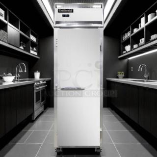 Continental Refrigerator 1FNSS freezer, reach-in one section, excellent condition, fully tested, stainless steel finish.