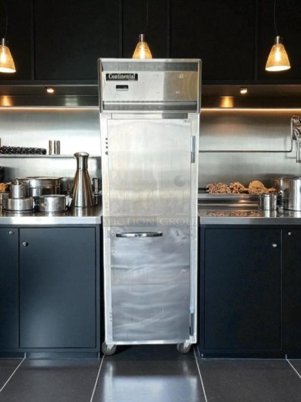 Continental Refrigerator 1FNSS Freezer, stainless steel, reach-in, one section, excellent condition, fully tested.