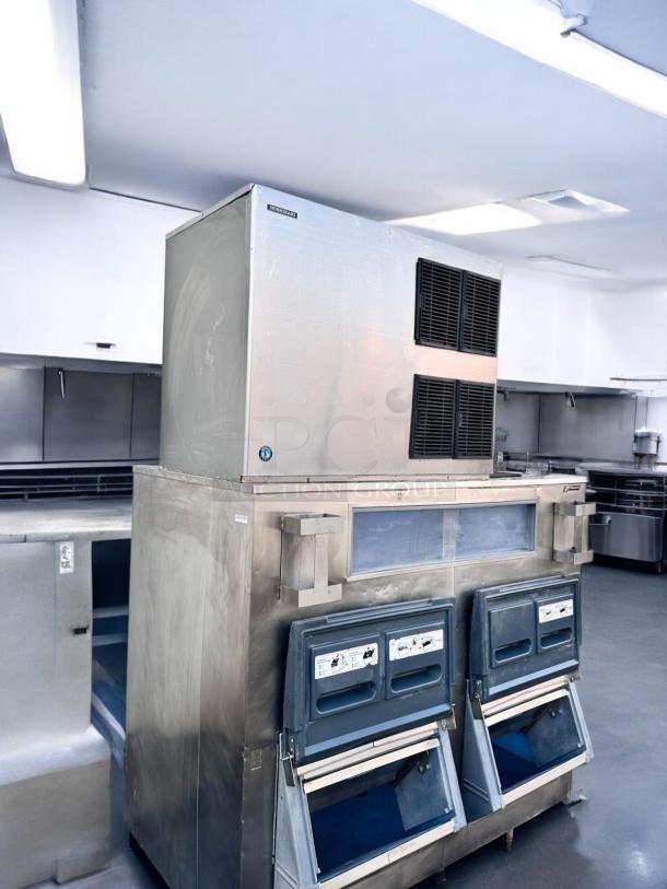 Hoshizaki KM-1900SAJ3 ice maker with twin Follett ice bins in outstanding condition, fully tested and working.