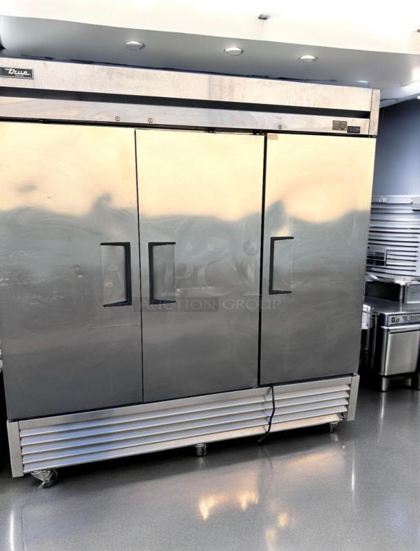 True T-72F-HC 3-Door Commercial Freezer, 72 cu. ft., outstanding condition, fully tested and working, on wheels.