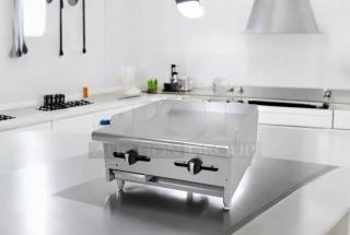 American Range ARMG-24 24" gas countertop griddle, manual controls, great condition, fully tested, stainless steel.