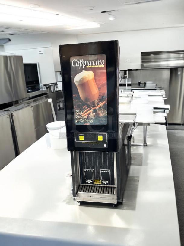 Curtis PC2D-10-02 dual flavor cappuccino dispenser in pristine condition, fully tested, 120V, featuring display panel.