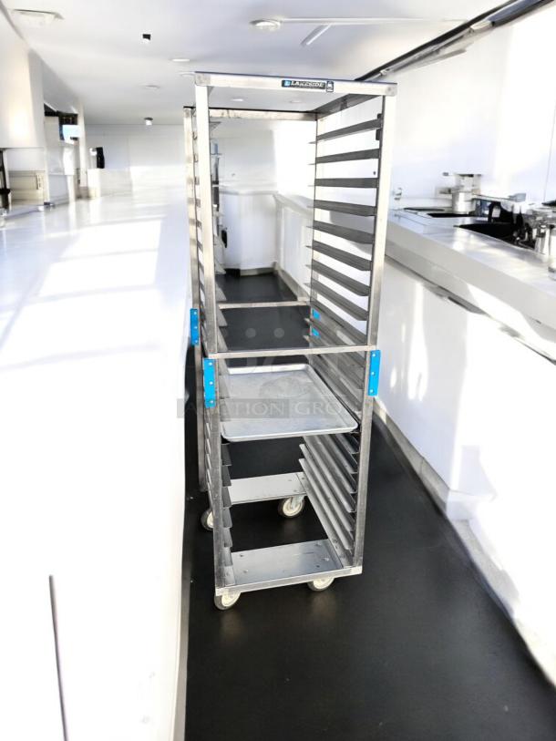 Lakeside stainless steel pan rack, excellent condition, 20-tray capacity, mobile, tested and working, model: Standard Full-Size.