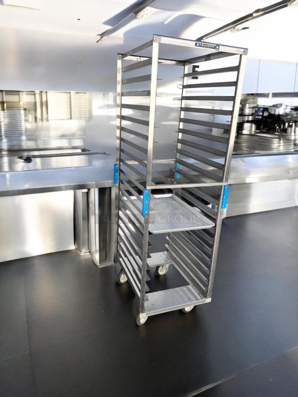 Lakeside stainless steel pan rack, excellent condition, 20 tray capacity, mobile, fully tested, standard full-size model.
