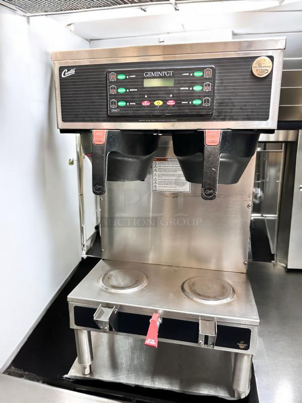 Curtis GEMINI GT twin coffee brewer in excellent condition, 120V, fully tested and working, with control panel and hot coffee spouts.