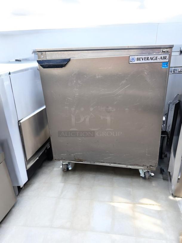 Beverage-Air UCR27HC-23 undercounter refrigerator in excellent condition, 115V, fully tested and functional, on casters.