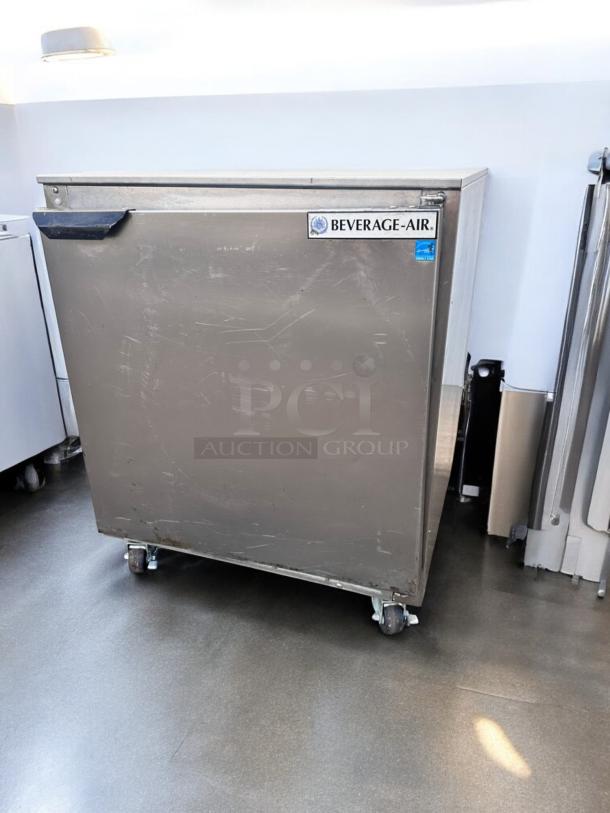 Beverage-Air UCR27HC-23 undercounter refrigerator, stainless steel finish, on casters, fully tested and working, 115V.