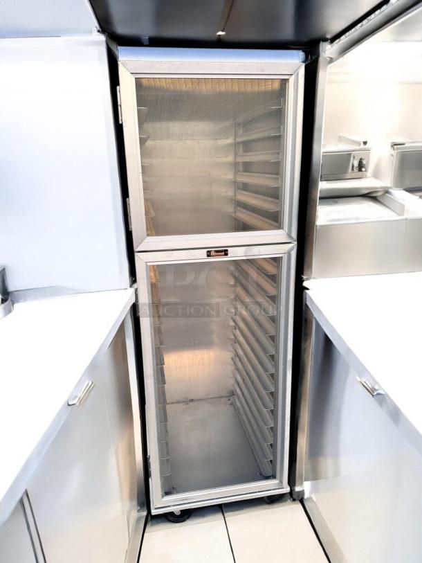 Lockwood CA72-RR18-S-L aluminum double door sheet pan rack cabinet in excellent condition; fully tested and operational.