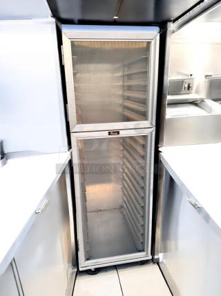 Lockwood CA72-RR18-S-L aluminum double door sheet pan rack cabinet in excellent condition; fully tested and operational.