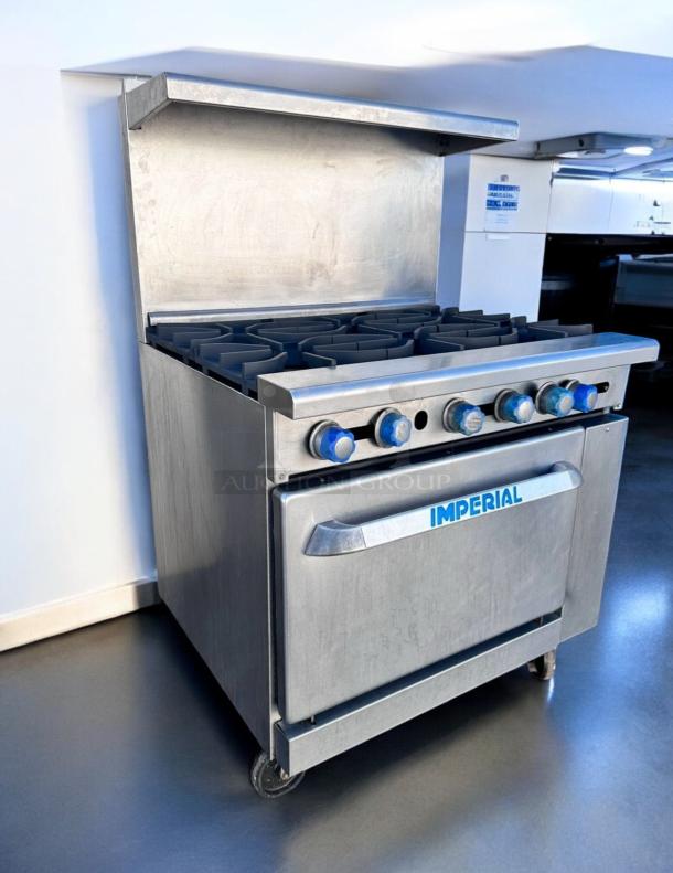 Imperial IR-6 36" gas range in outstanding condition, featuring 6 burners, standard oven, natural gas. Fully tested and working.